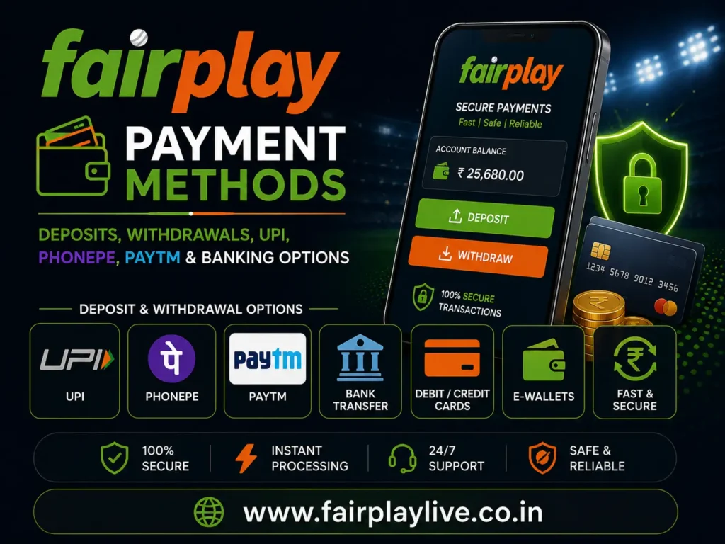 Fairplay Payment Methods – Deposits, Withdrawals, UPI, PhonePe, Paytm & Banking Options